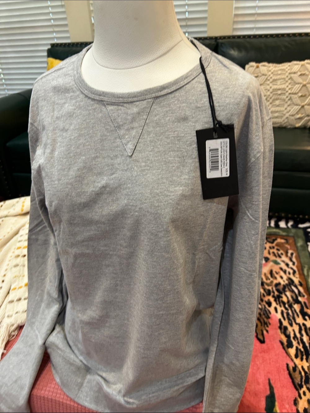 Light Gray Women's Crewneck Sweatshirt - Casual Long Sleeve